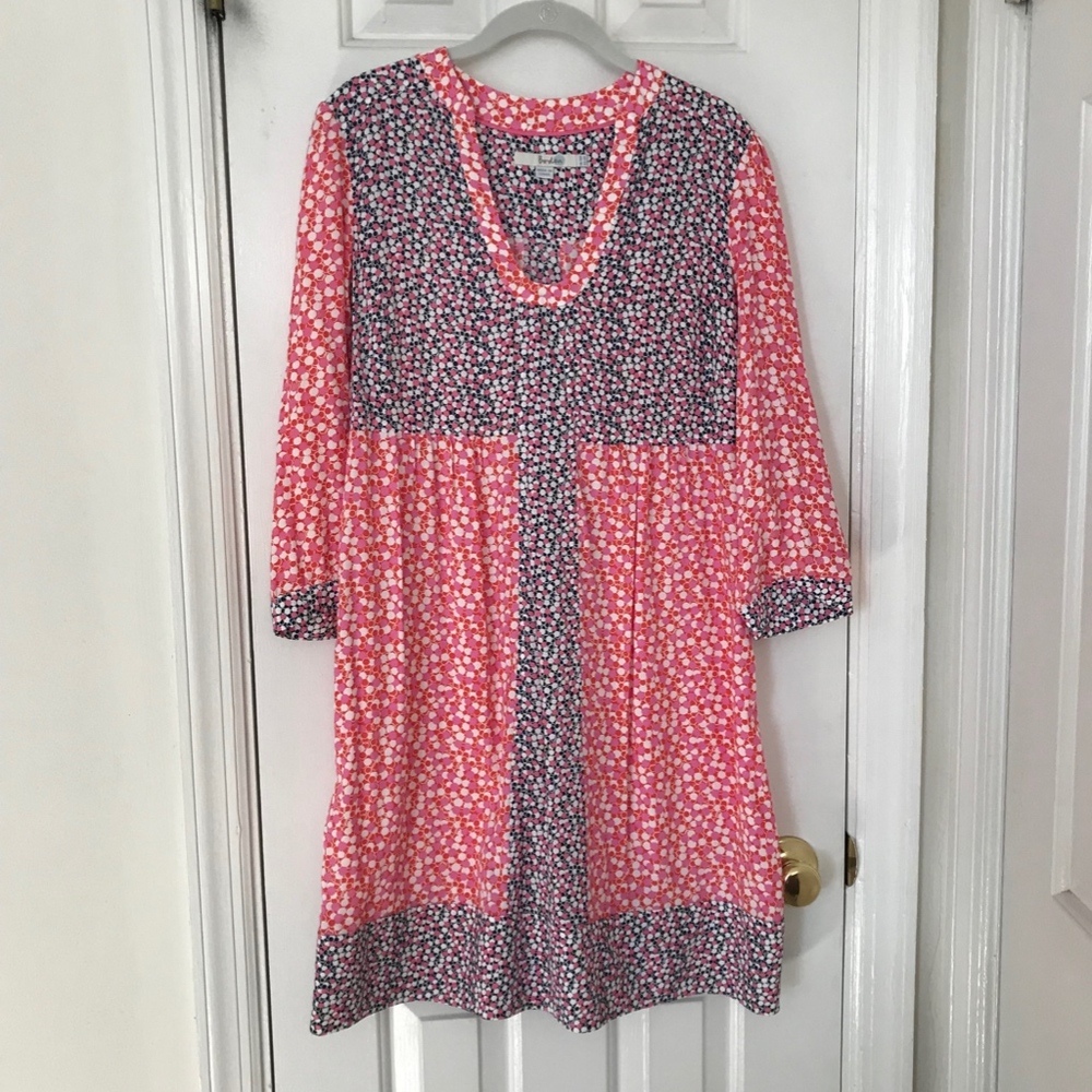 Boden V-Neck Long Sleeve Shift Dress